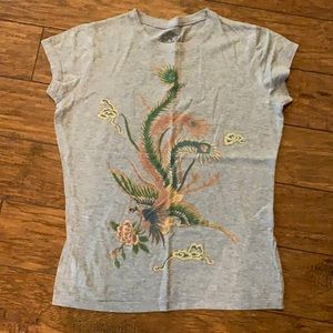 LOL T-shirt juniors XL grey with bird cotton poly